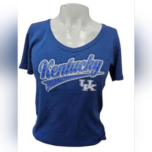 Campus Lifestyle Kentucky Wildcats Women’s Large Blue Rhinestone V-Neck‎ T-Shirt